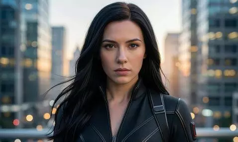 AI Video from prompt: Cinematic close-up of Black Widow (beautiful wom