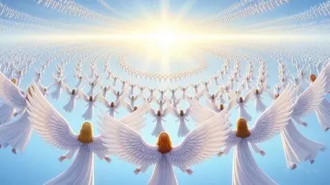 AI Video from prompt: make all angels fly in place and make their wing