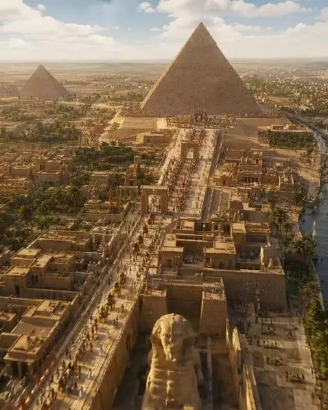 AI Video from prompt: Cinematic slow drone shot flying over a bustling