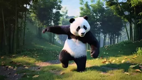 AI Video from prompt: Make me a panda dancing and then flying