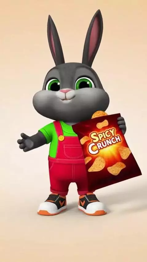 AI Video from prompt: Bing is a small black-furred bunny, with green e