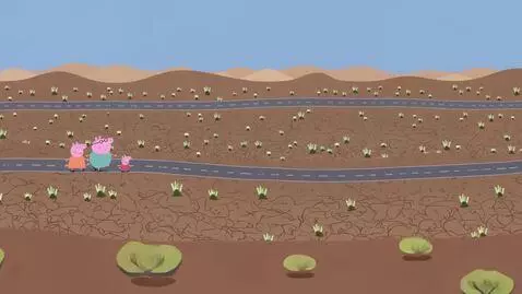AI Video from prompt: Peppa Pig Tales going to the desert road