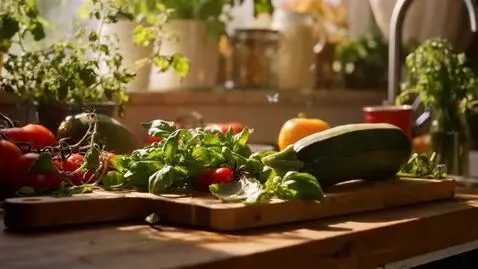 AI Video from prompt: Slow push-in on a farmhouse kitchen counter cove