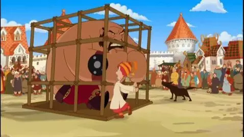 AI Video from prompt: begins to cut the ropes binding Tugarin, and the