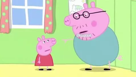 AI Video from prompt: @kcsplaat says to british cartoon pig with red d
