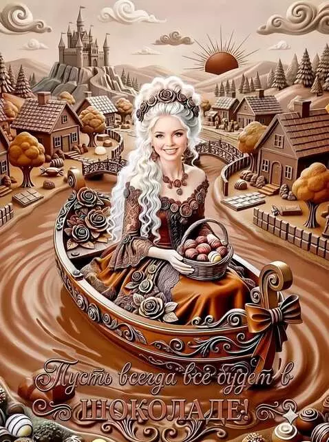 AI Video from prompt: A woman in a chocolate dress is sitting in a ric