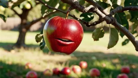 AI Video from prompt: Apple talking from tree