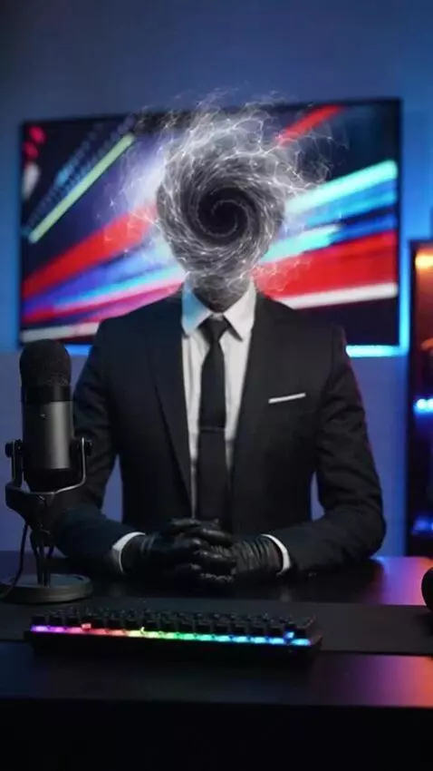 AI Video from prompt: Vertical video, 20 seconds, 9:16. A man in a dar