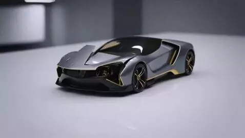 AI Video from prompt: A tiny futuristic luxury sports car sitting on a
