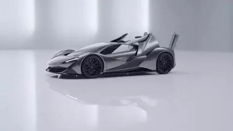 AI Video from prompt: A tiny futuristic luxury sports car sitting on a