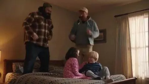 AI Video from prompt: Uncle Colt and Cletus jump on bed of fat girl an