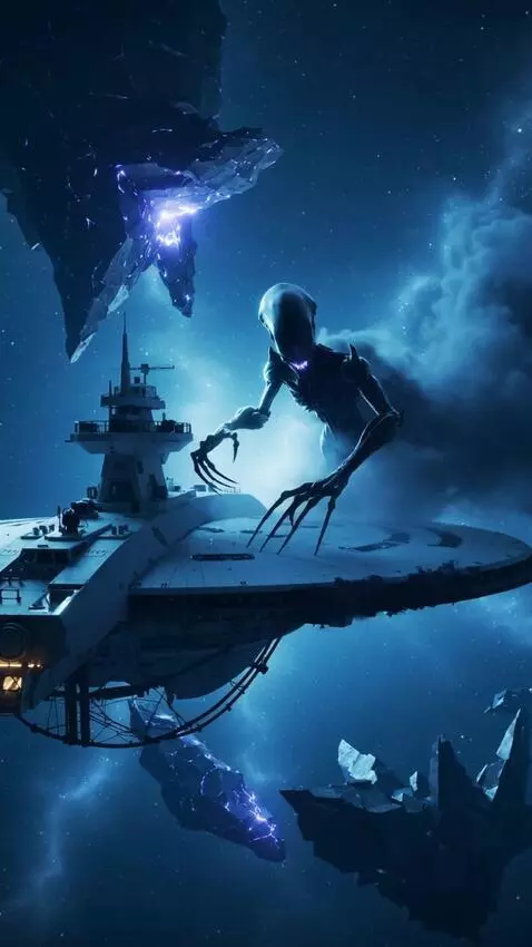 AI Video from prompt: Surreal video of USS Enterprise encountering Nag