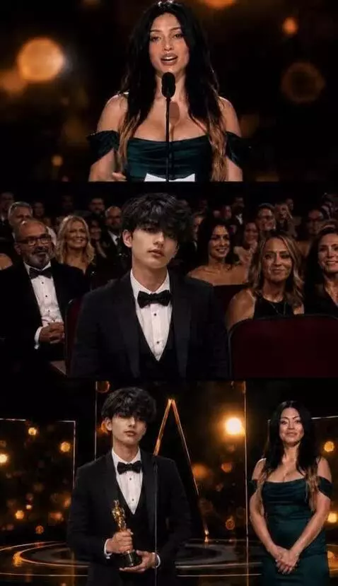AI Video from prompt: Use the uploaded 3- panel awards ceremony image 