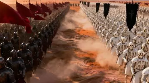 AI Video from prompt: A vast medieval battlefield in the 12th-century 