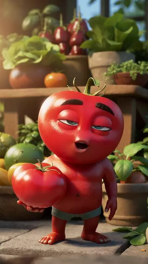 AI Video from prompt: Tomato as a Pixar-style expressive talking chara