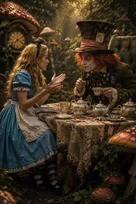 AI Video from prompt: Alice is talking to the Mad Hatter.