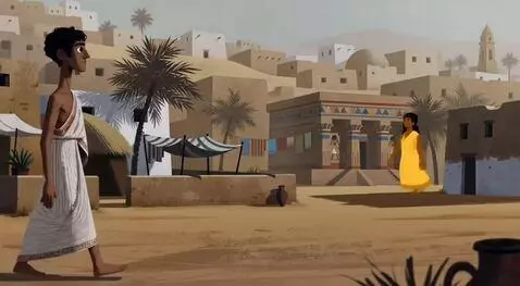 AI Video from prompt: the characTEr enters from left and stops at the 