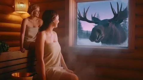 AI Video from prompt: Girls of European appearance are bathing in a Ru