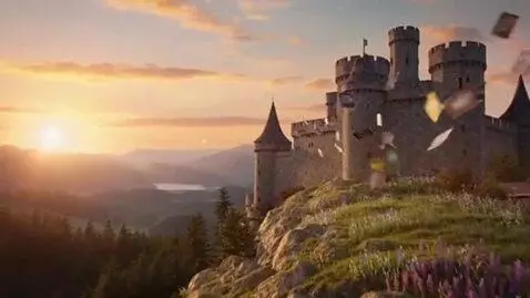 AI Video from prompt: A beautiful mystical landscape at sunrise, warm 