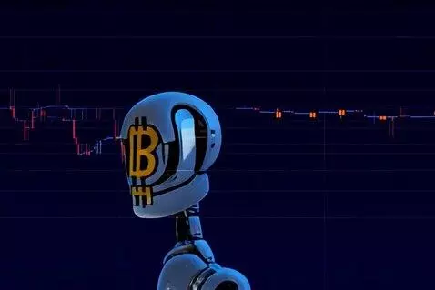 AI Video from prompt: thinking robot looking bitcoin chart, bitcoin pr