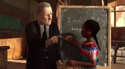 AI Video from prompt: a young Africa girl teaching president of states
