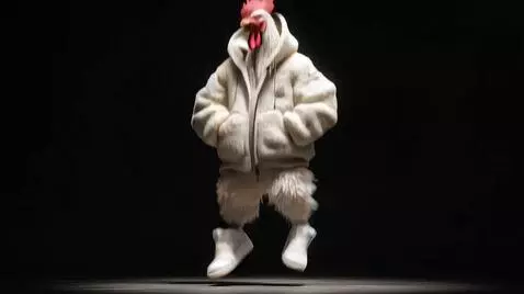 AI Video from prompt: the rooster jumps and changes positions, 4K, cin