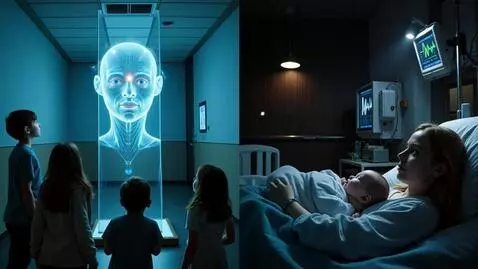 AI Video from prompt: (Split horizontally – Human Silence) Left half: 