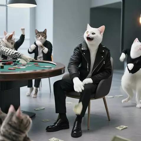 AI Video from prompt: A lively gambling scene in a smoky room. A fathe