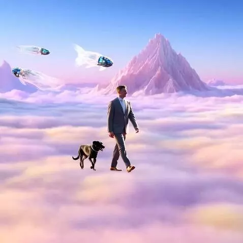 AI Video from prompt: this guy is in another place, on a fabulous plan