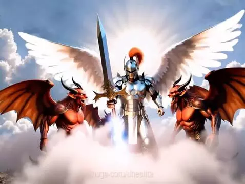 AI Video from prompt: The light from the sword makes the demons turn t