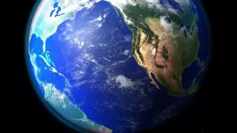 AI Video from prompt: We see rotating Earth from Space, then suddenly 