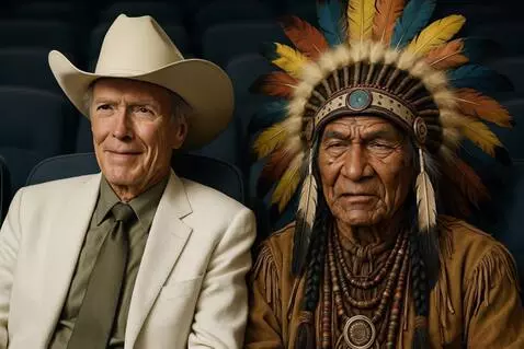 AI Video from prompt: Clint Eastwood (2024) and an elderly Native Amer