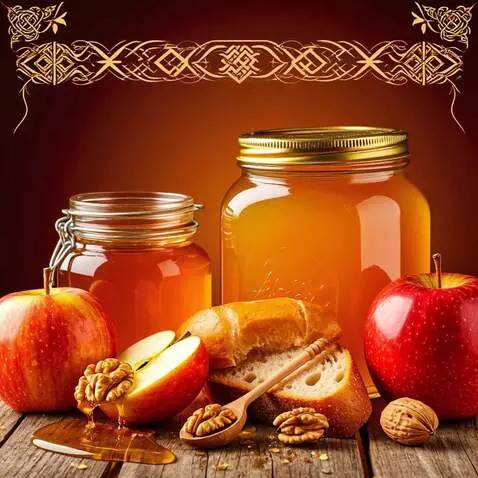 AI Video from prompt: natural light, honey gilds in the jar, apples sh