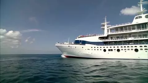 AI Video from prompt: A large ocean liner gets capsized by a rogue wav