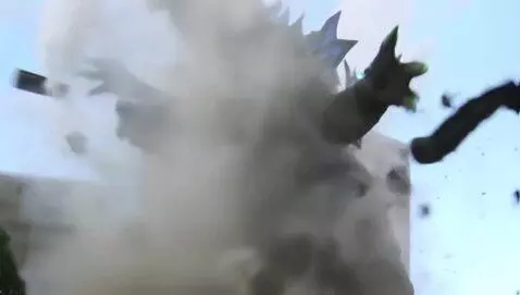 AI Video from prompt: Giant monster destroying a building