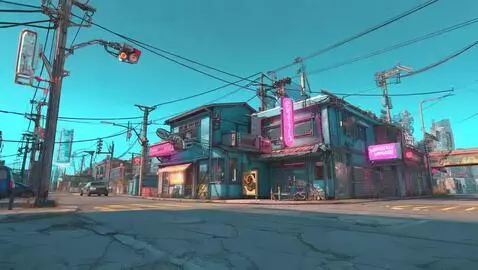 AI Video from prompt: zoom in on this intersection and turn down the s