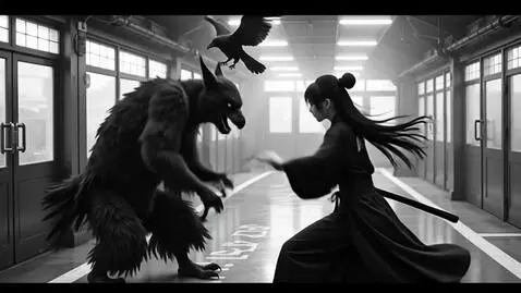 AI Video from prompt: cinematic Japanese anime noir, black and white, 