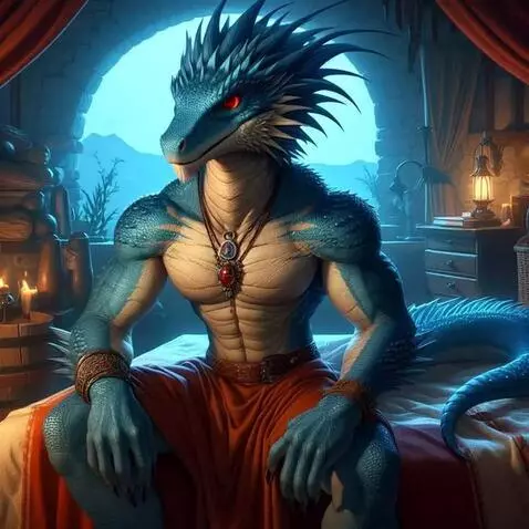 AI Video from prompt: Dragon dude setting and thinking stands up I bet