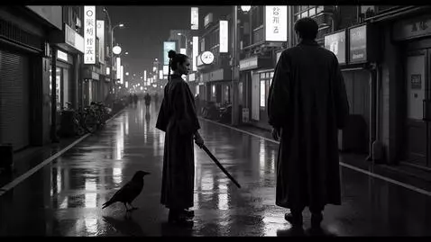 AI Video from prompt: cinematic japanese anime noir black and white, r