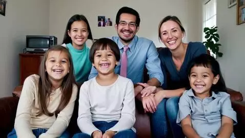 AI Video from prompt: 1980's VHS  family  home video everyone has a hu