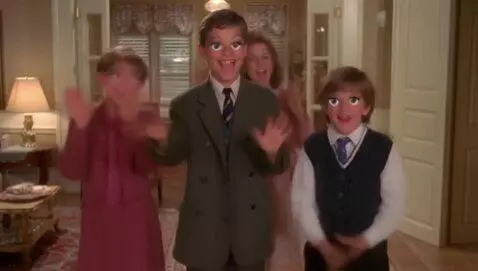 AI Video from prompt: a 1970's family home film featuring a living roo