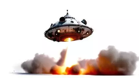 AI Video from prompt: the spaceship lifts off and flies away