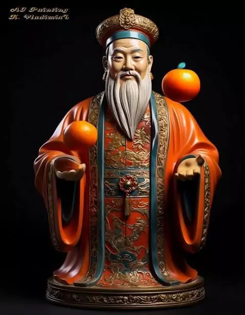 AI Video from prompt: The statuette deftly juggles two tangerines in h