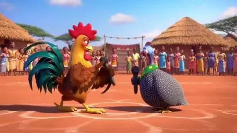 AI Video from prompt: Create a humorous 3D animated video set in a tra