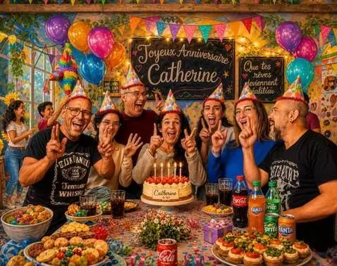 AI Video from prompt: Hyperrealistic birthday celebration with seven p