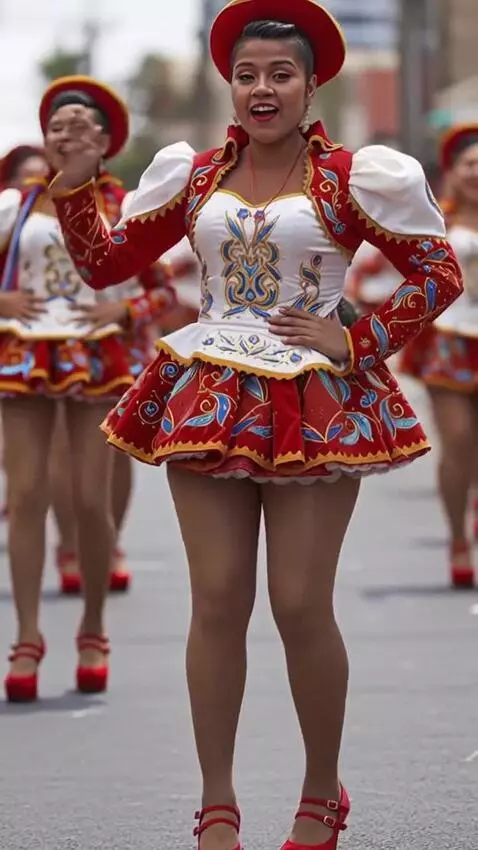 AI Video from prompt: The girls at the fiesta are walking and dancing 