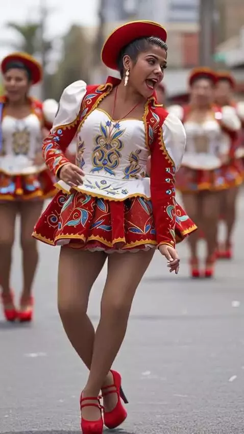 AI Video from prompt: The singer is dancing the jive at Caporales.
