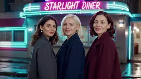 AI Video from prompt: Three Slavic-looking women, a brunette, a blonde