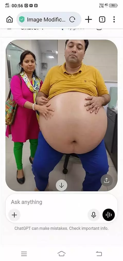 AI Video from prompt: Create a video where this super fat man is walki
