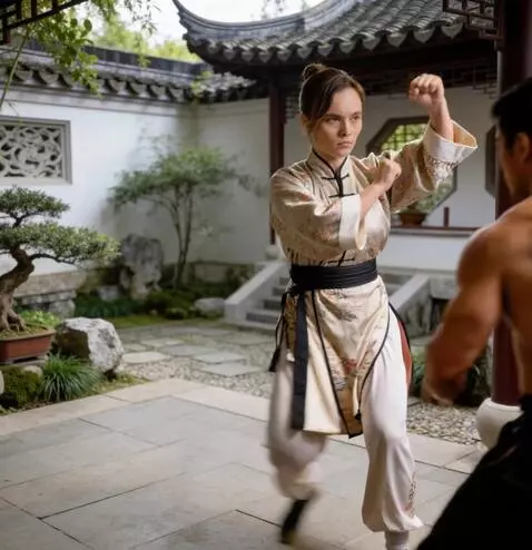 AI Video from prompt: the girl shows off her kung fu skills